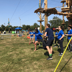 A group of people in competition