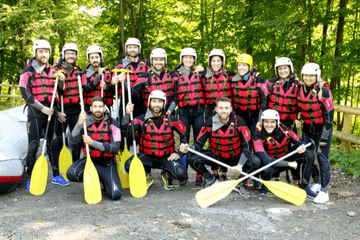 A group of people during a canoeing trip